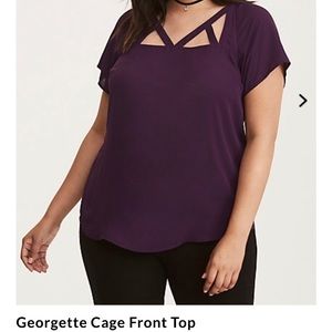 Torrid- purple Georgette Cage Front Top